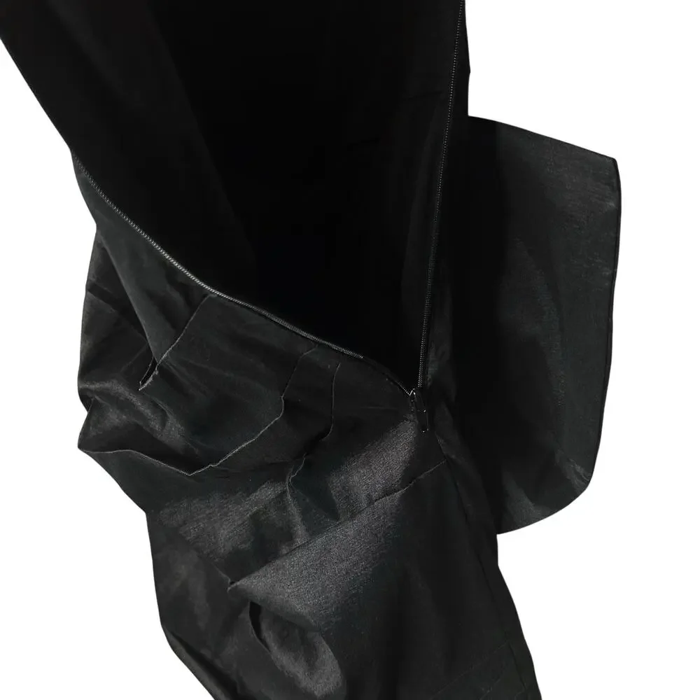 Betsey Johnson Claire Black Ruched Mini Wedding Dress Bow Whimsygoth Strapless L - Picture 15 of 16